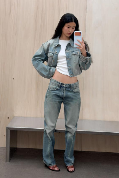 Blouson en denim TRF déchiré