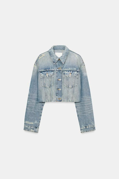 Blouson en denim TRF déchiré