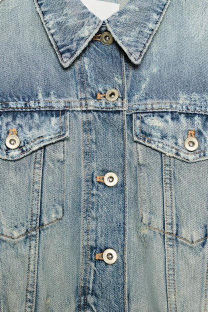Blouson en denim TRF déchiré