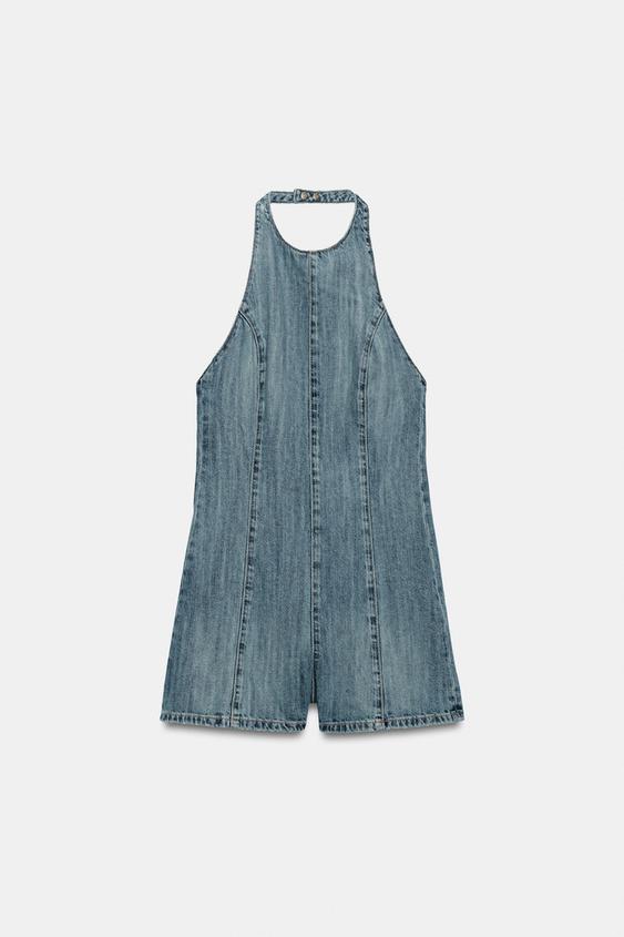 Combinaison courte dos-nu en denim TRF