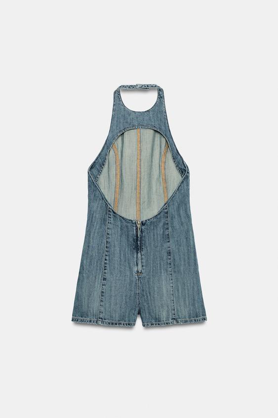 Combinaison courte dos-nu en denim TRF