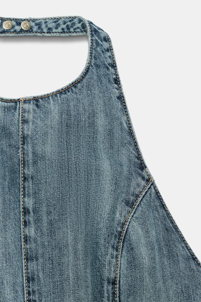 Combinaison courte dos-nu en denim TRF