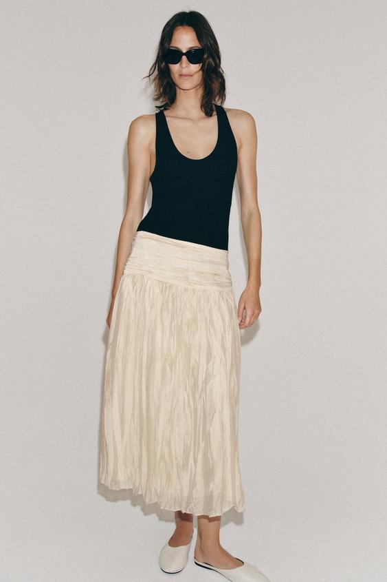 Jupe midi drapée ZW Collection
