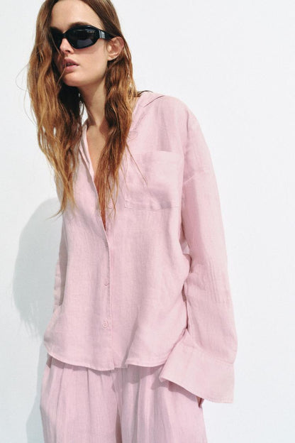 Chemise 100 % lin à poche ZW Collection