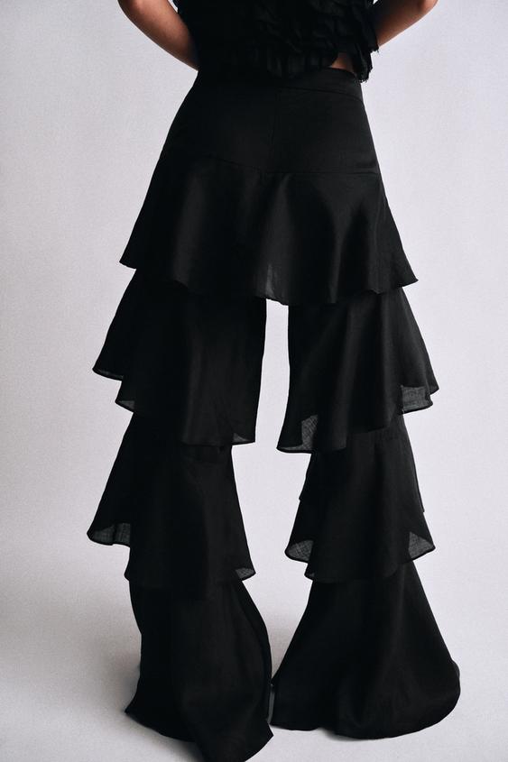 Pantalon à volants en ramie ZW Collection