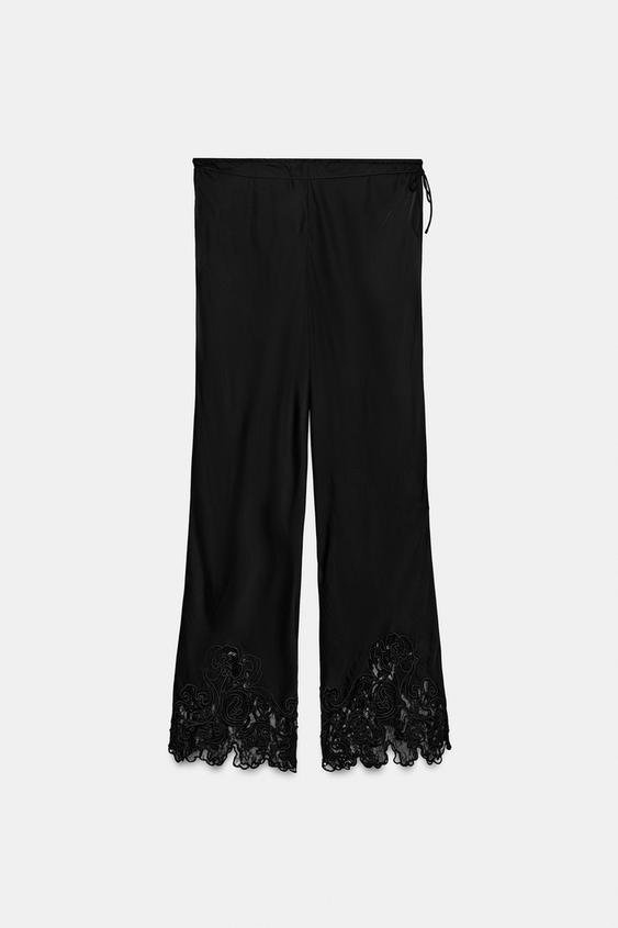 Pantalon satiné brodé ZW Collection