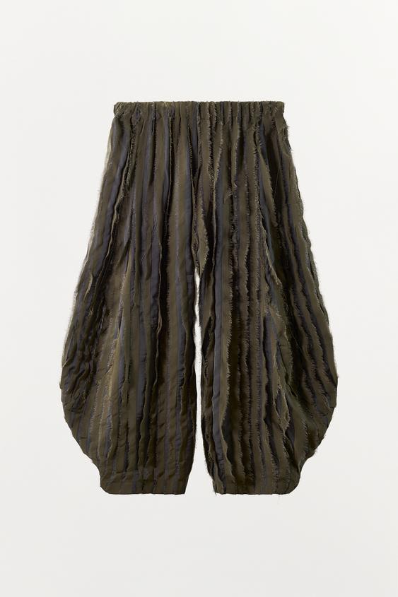 Pantalon large contrasté