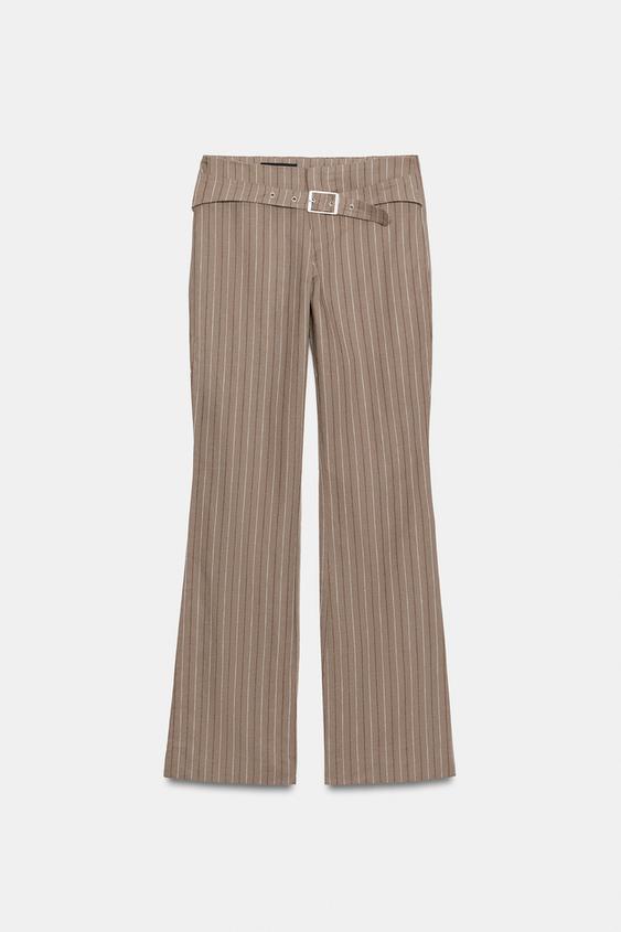 Pantalon évasé à rayures et boucle