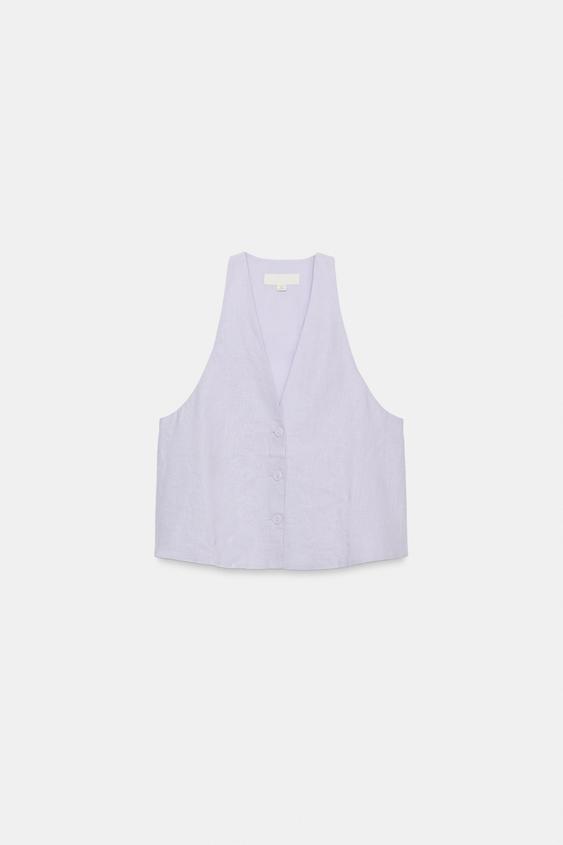 Gilet à boutons en lin