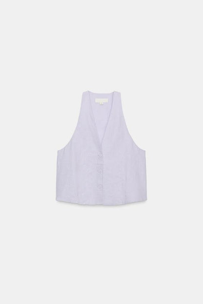Gilet à boutons en lin