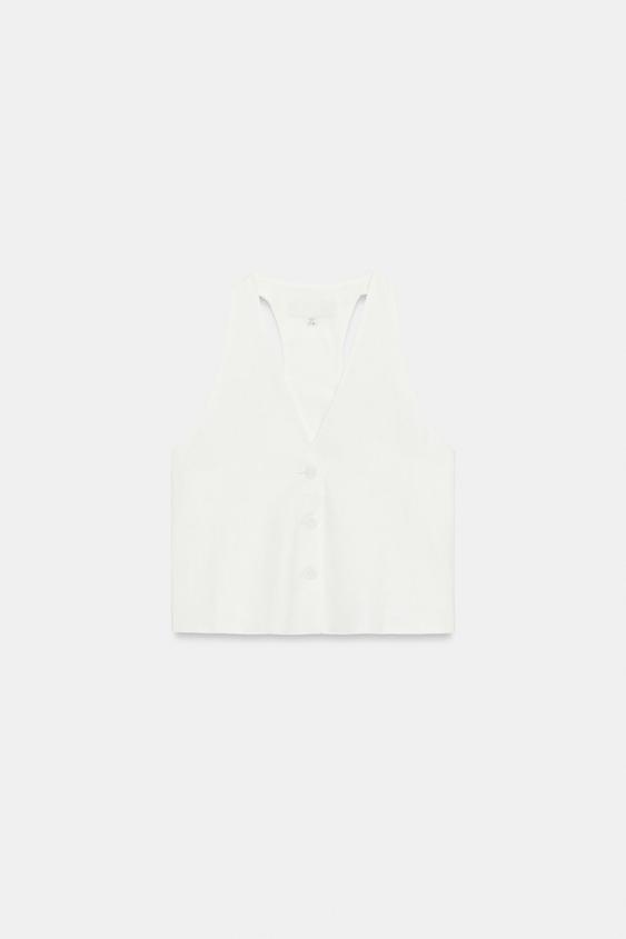 Gilet à boutons en lin