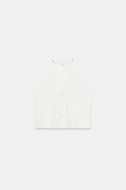 Gilet à boutons en lin