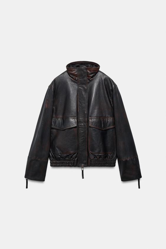 Veste bomber 100 % cuir ZW Collection Édition limitée