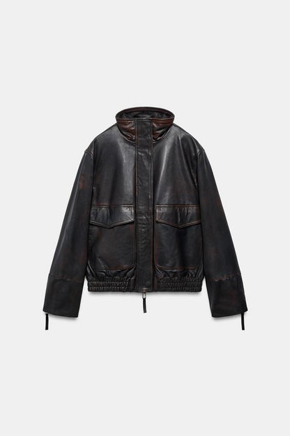 Veste bomber 100 % cuir ZW Collection Édition limitée