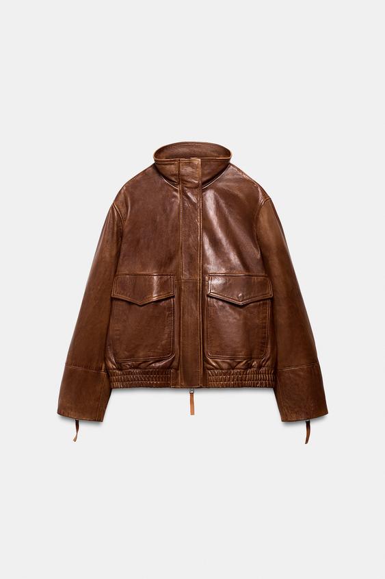 Blouson bomber 100 % cuir ZW Collection Édition limitée