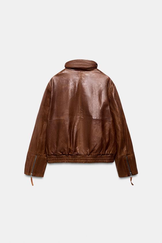Blouson bomber 100 % cuir ZW Collection Édition limitée