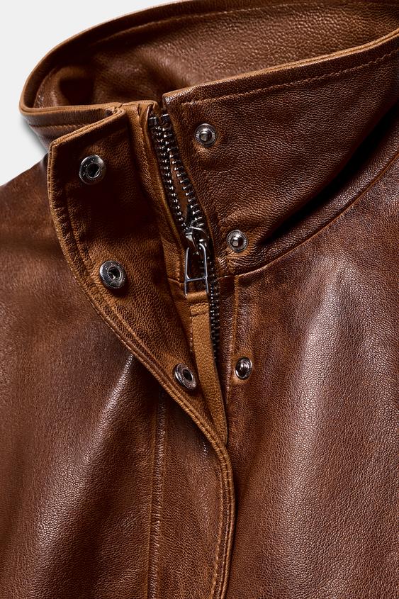 Blouson bomber 100 % cuir ZW Collection Édition limitée