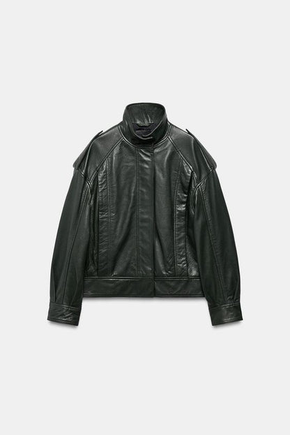 Veste bomber en cuir ZW Collection Édition limitée