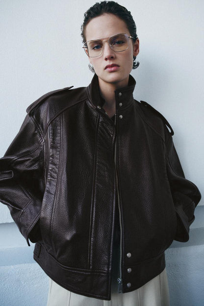 Veste bomber 100 % cuir ZW Collection Édition limitée