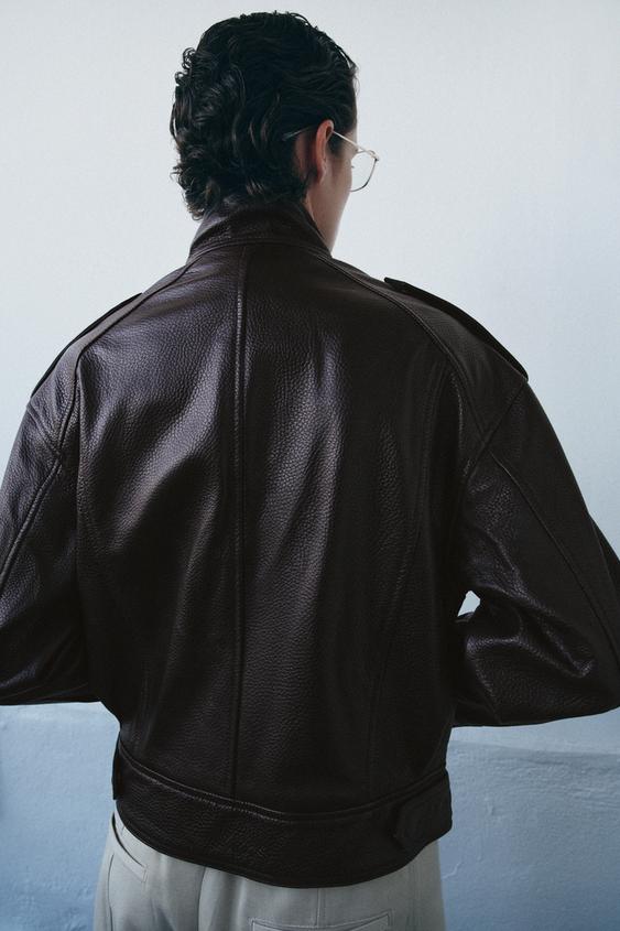 Veste bomber 100 % cuir ZW Collection Édition limitée