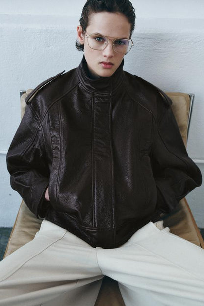 Veste bomber 100 % cuir ZW Collection Édition limitée