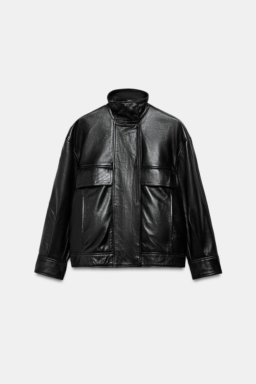 Veste en cuir à poches ZW Collection Édition limitée