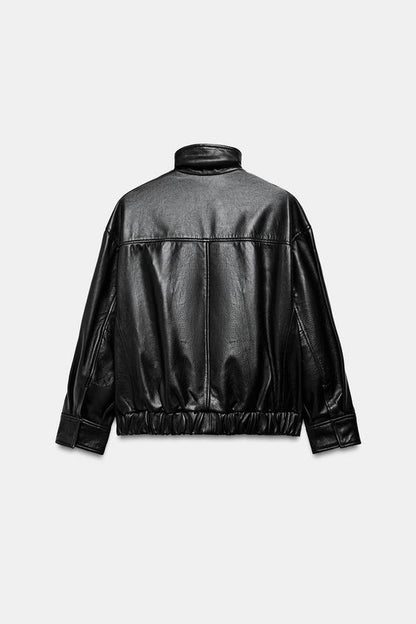 Veste en cuir à poches ZW Collection Édition limitée
