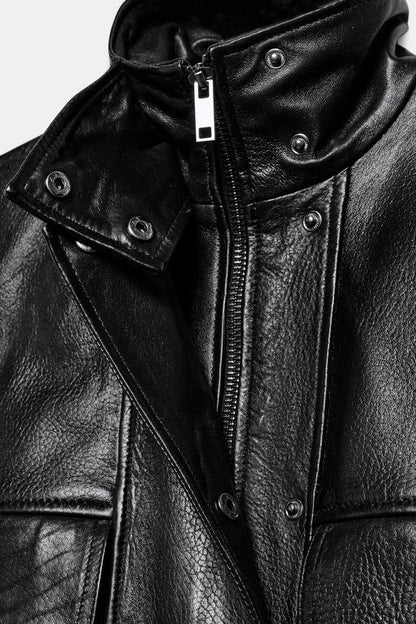Veste en cuir à poches ZW Collection Édition limitée