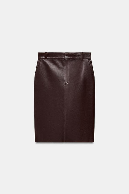 Jupe midi en cuir ZW Collection Édition limitée