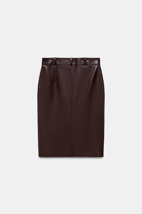 Jupe midi en cuir ZW Collection Édition limitée