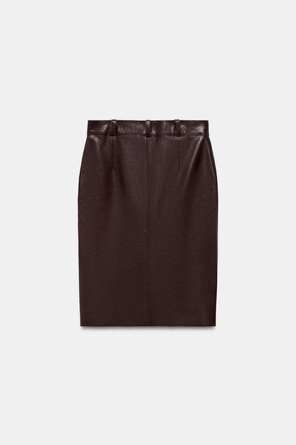 Jupe midi en cuir ZW Collection Édition limitée