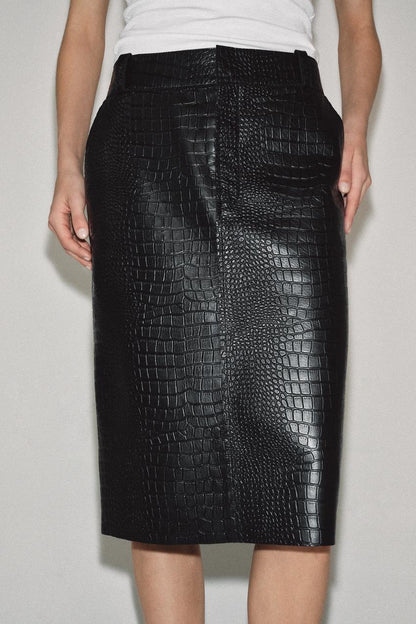 Jupe crocodile cuir ZW Collection Édition limitée