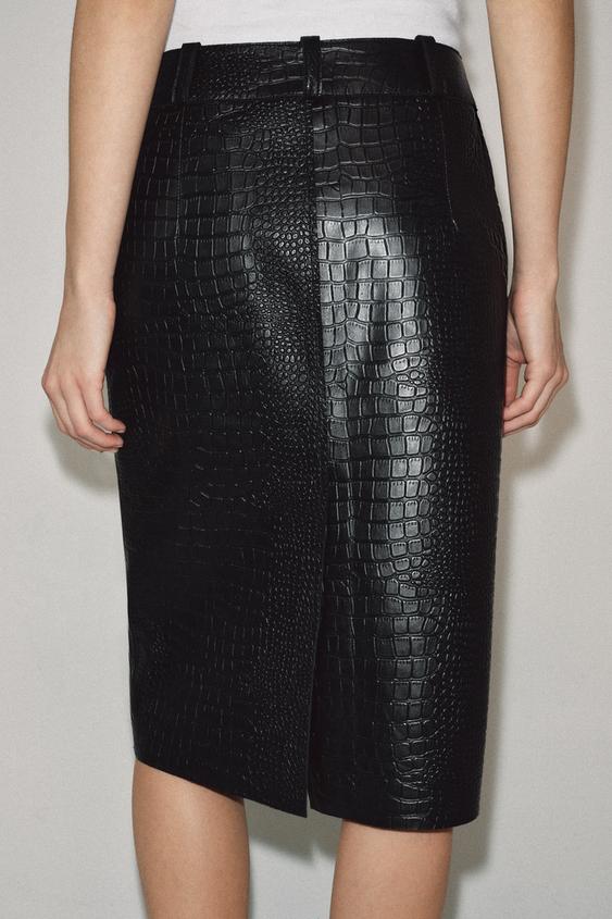 Jupe crocodile cuir ZW Collection Édition limitée