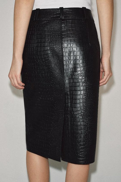 Jupe crocodile cuir ZW Collection Édition limitée