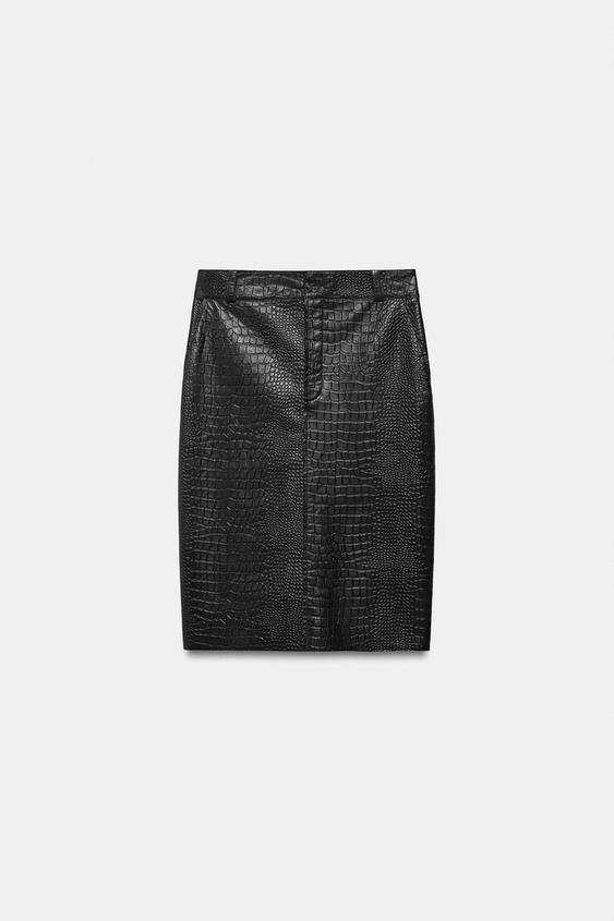 Jupe crocodile cuir ZW Collection Édition limitée