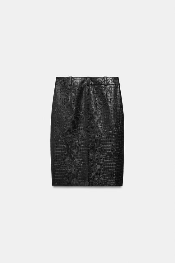 Jupe crocodile cuir ZW Collection Édition limitée