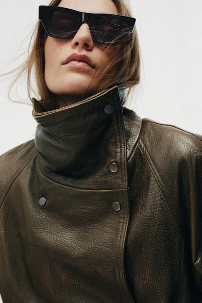 Veste oversize en cuir ZW Collection Édition limitée