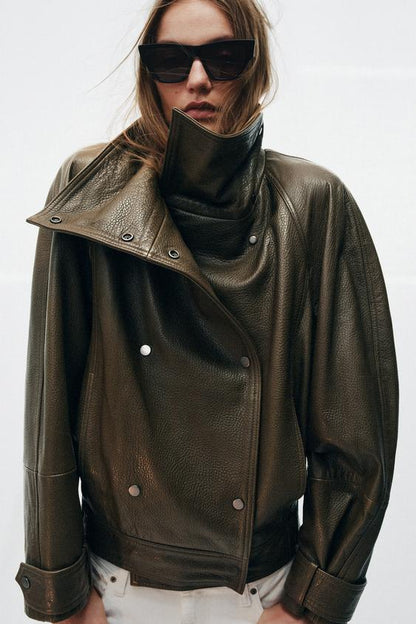 Veste oversize en cuir ZW Collection Édition limitée