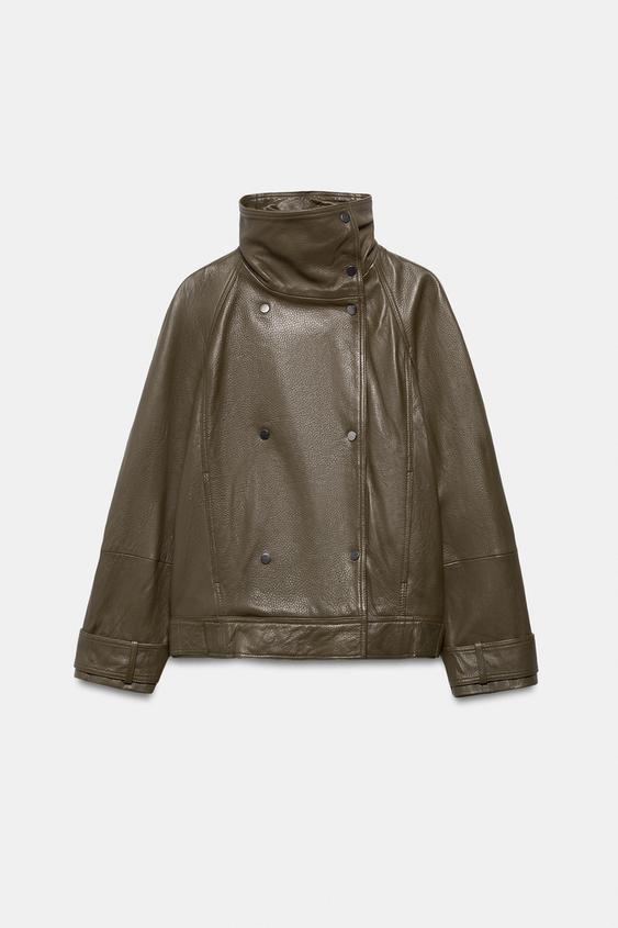 Veste oversize en cuir ZW Collection Édition limitée