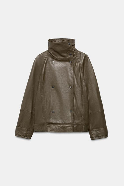 Veste oversize en cuir ZW Collection Édition limitée