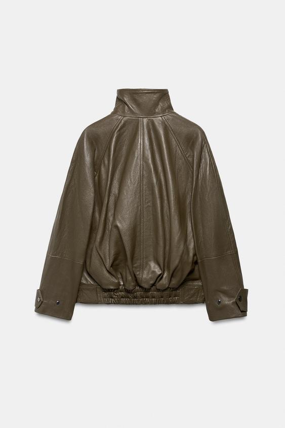 Veste oversize en cuir ZW Collection Édition limitée
