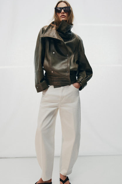 Veste oversize en cuir ZW Collection Édition limitée