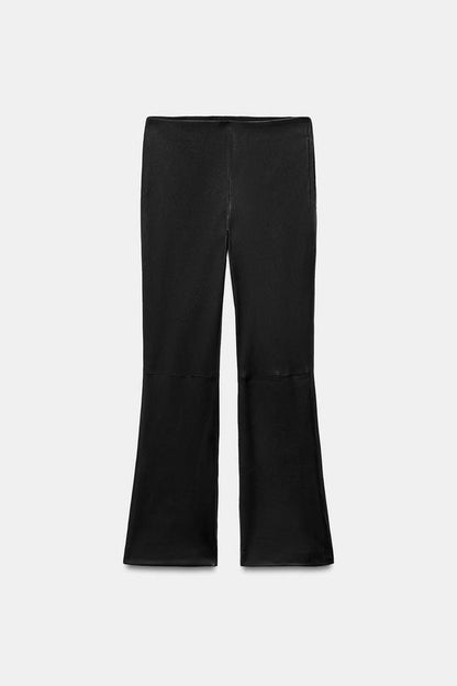 Pantalon en cuir coupe évasée ZW Collection Édition limitée