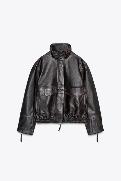 Veste bomber 100 % cuir ZW Collection Édition limitée
