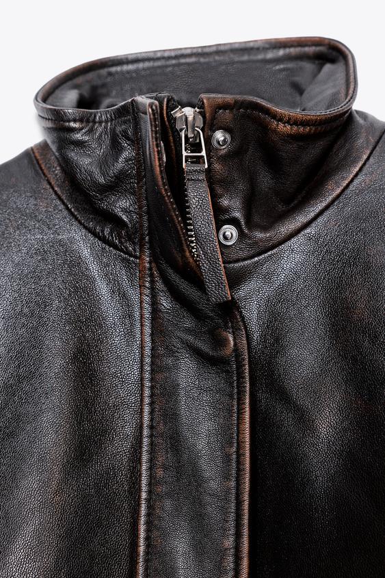 Veste bomber 100 % cuir ZW Collection Édition limitée