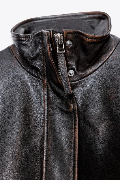 Veste bomber 100 % cuir ZW Collection Édition limitée