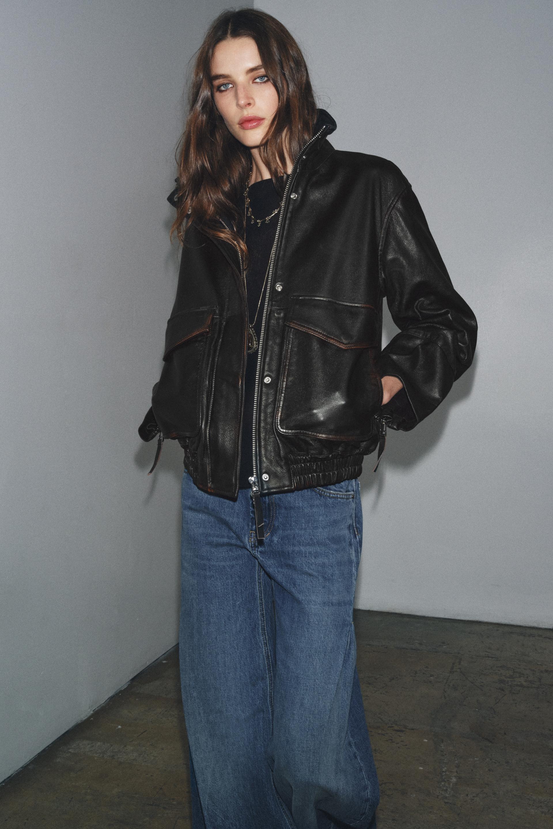 Veste bomber 100 % cuir ZW Collection Édition limitée