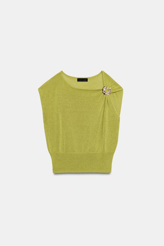 Top en maille à détail métallique