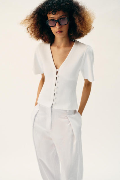 Veste en maille à manches courtes
