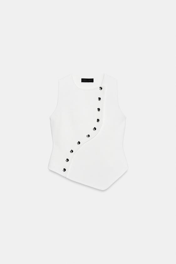 Top en maille à fermeture asymétrique